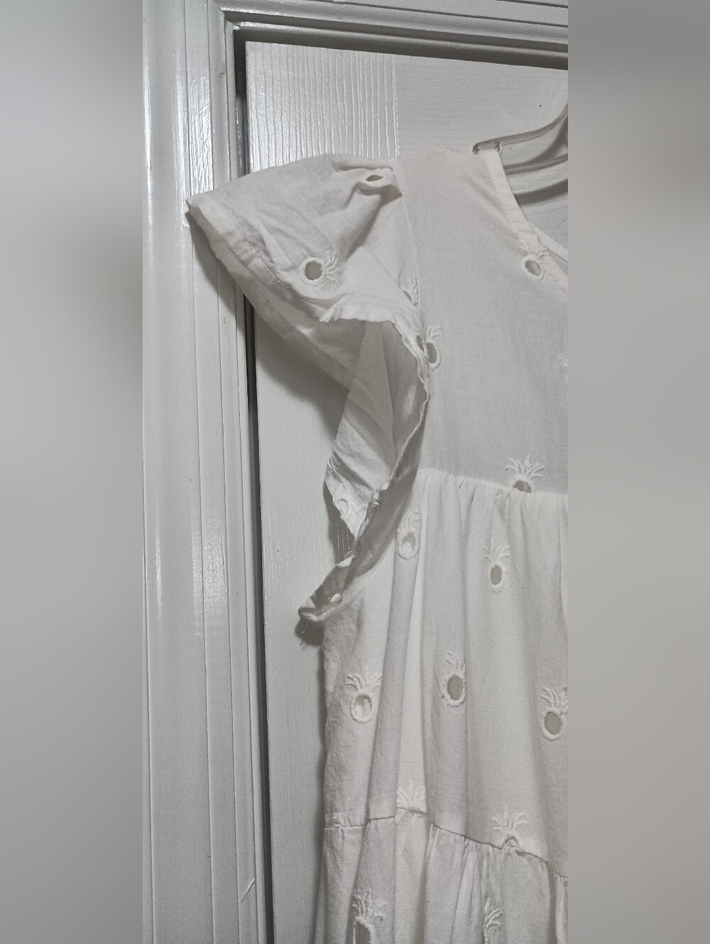Simply Southern White Eyelet Tiered Mini Dress With Pineapple Cutout XLarge - Picture 8 of 8